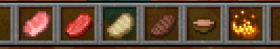 Inventory items in a game toolbar.
