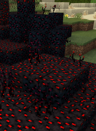 Dark infected blocks with glowing red spots