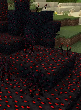 Dark infected blocks with glowing red spots