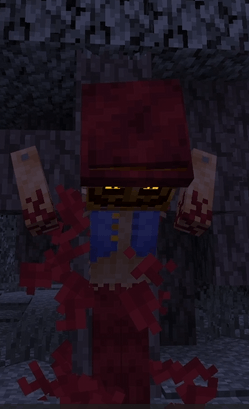 Terrifying pumpkin boss with glowing eyes