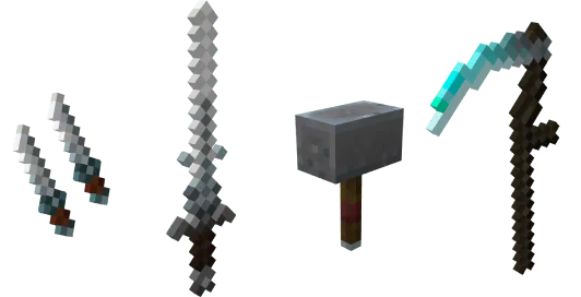 Pixelated fantasy weapons assortment.