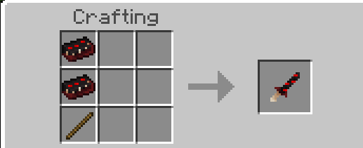 Crafting recipe for a red sword.