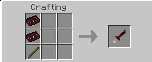 Crafting recipe for a red sword.
