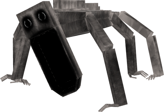 Distorted creature crawling on four limbs
