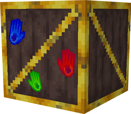Box with colorful handprints.