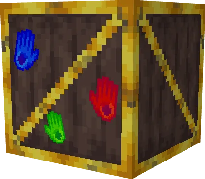 Box with colorful handprints.