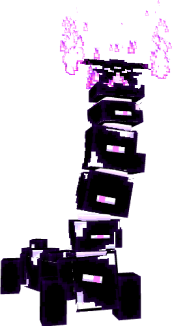 Tower of stacked, glowing blocks.