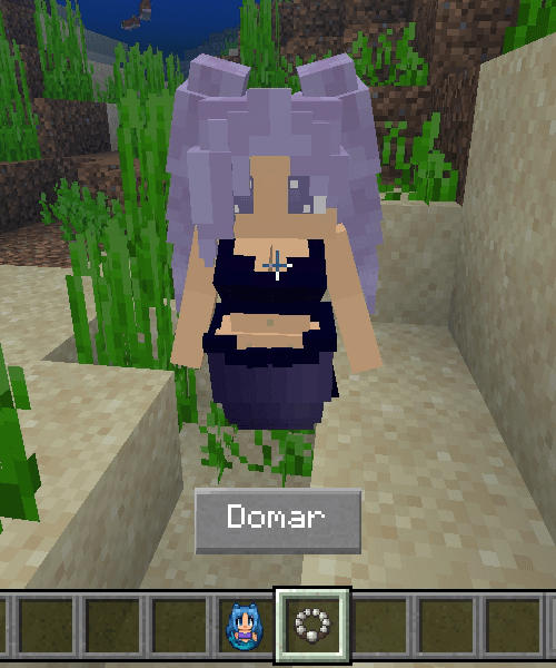 Mermaid character with purple hair.