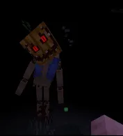 Creepy pumpkin-headed boss in dark biome