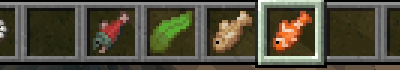 Inventory with fish and seaweed items.