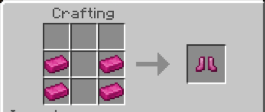 Crafting pink boots from ingots.