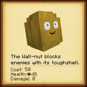 Blocky Wall-nut with stats and description