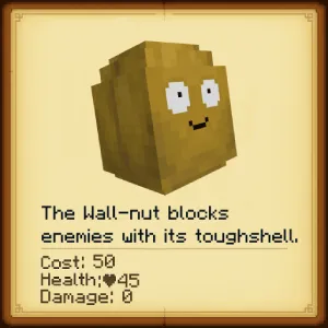 Blocky Wall-nut with stats and description