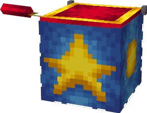Blocky star-themed Jack-in-the-box.