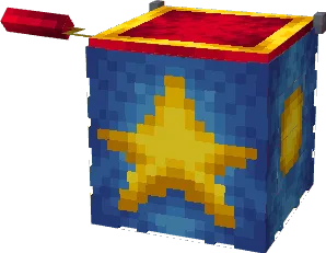 Blocky star-themed Jack-in-the-box.