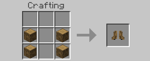 Wooden logs crafting wooden boots