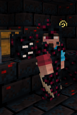 Player in dark, infected armor.
