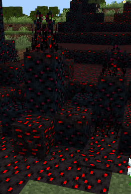 Black and red infected terrain blocks