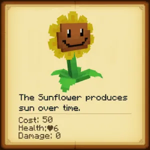 Pixelated sunflower with game stats displayed