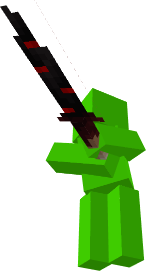 Green character with a black-red sword.