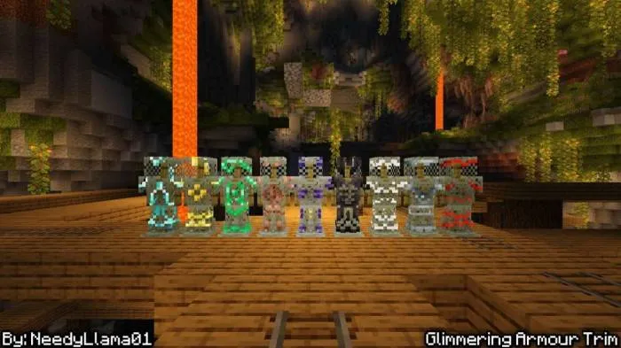 Gleaming armors with glowing trims.