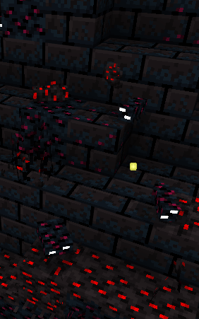 Mutated mobs on dark, blocky terrain.