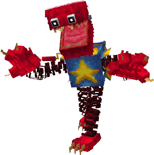Pixelated red character with star shirt.
