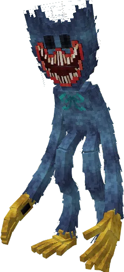 Blocky blue creature with wide grin.