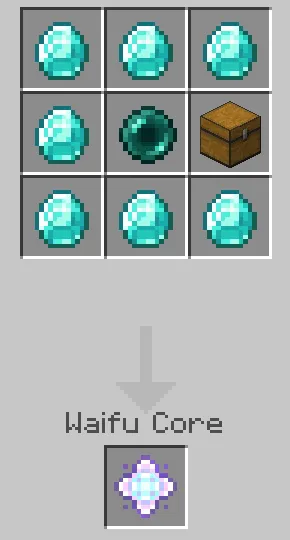 Crafting recipe for Waifu Core.