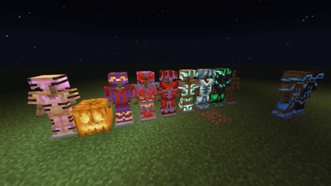 Glowing armor trims in various colors.