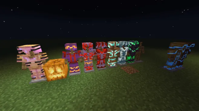 Glowing armor trims in various colors.