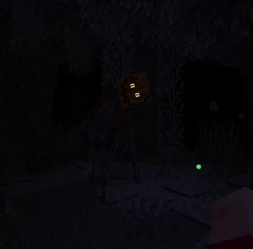 ALT Pumpkin-headed monster in dark forest