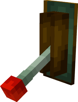 Lever with red tip in blocky style.