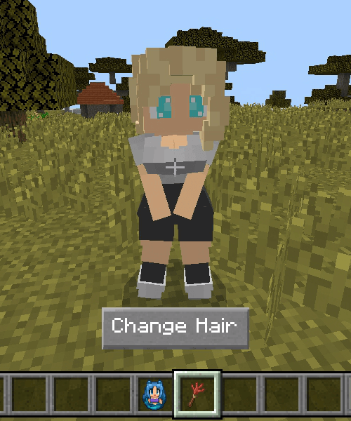 Character customization menu with options.