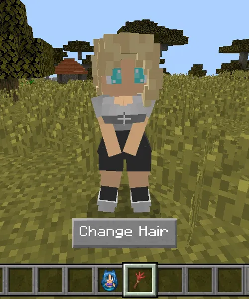 Character customization menu with options.