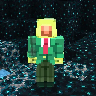 Character in green suit with arcane sword