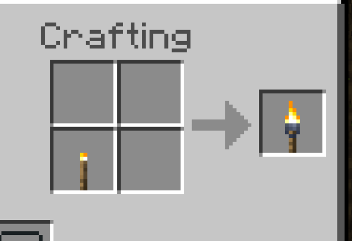 Crafting menu showing a torch.