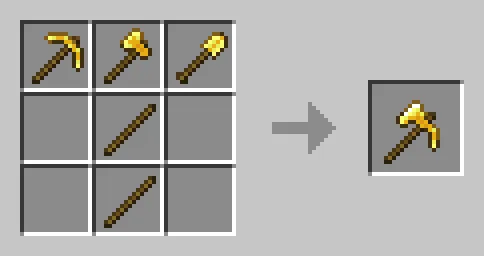 Crafting recipe for a gold paxel.