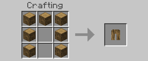Crafting recipe for wooden leggings