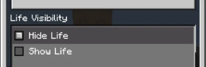 Life Visibility options menu.