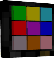 Colorful block panel with eight squares.