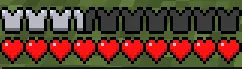 Four armor icons and ten heart icons