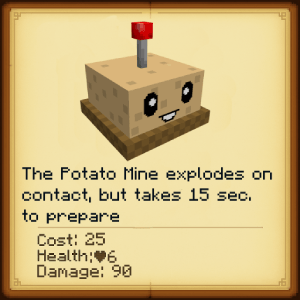 Potato Mine stats and description card