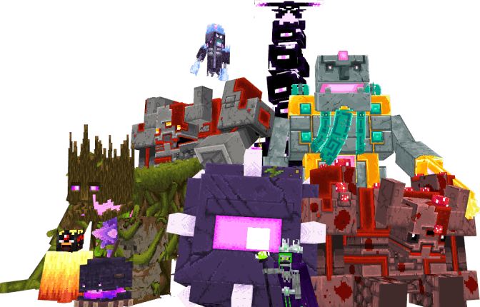 Pixelated dungeon bosses and creatures.