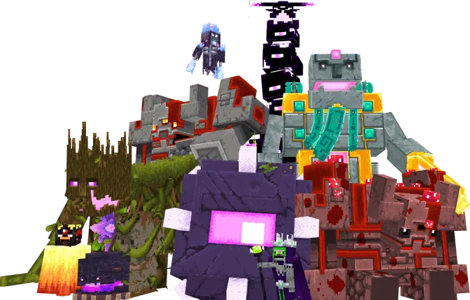 Pixelated dungeon bosses and creatures.