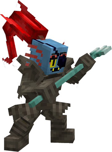 Blocky armored character wielding a spear