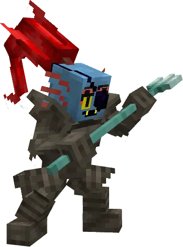 Blocky armored character wielding a spear