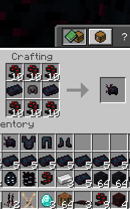 Crafting screen with custom armor set.