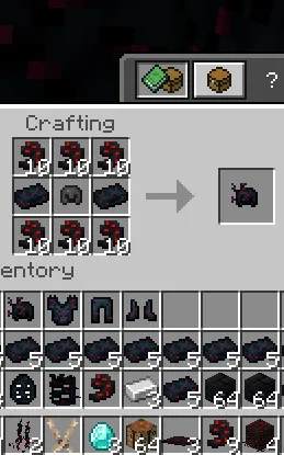 Crafting screen with custom armor set.