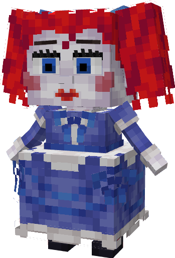 Blocky character with red hair.